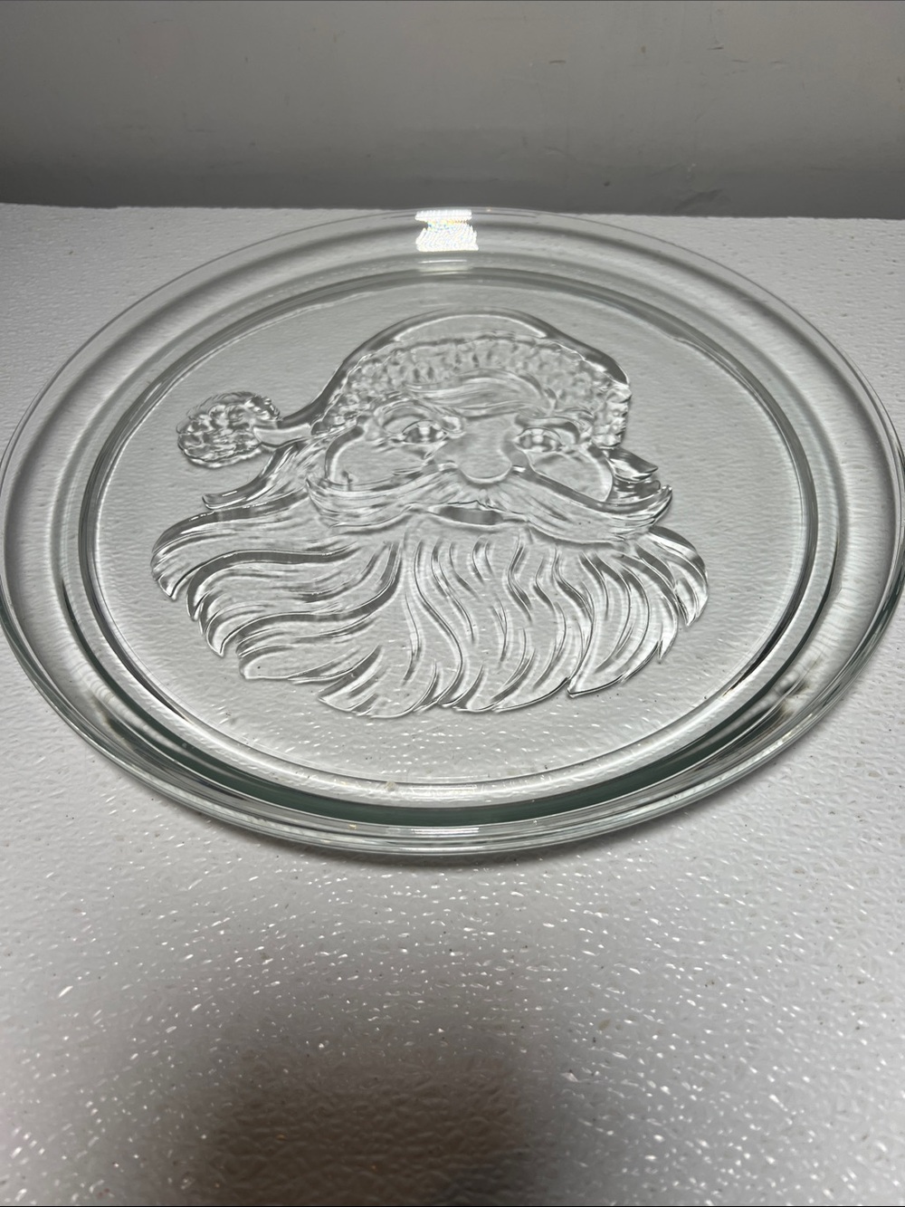 Clear Glass Santa Serving Platter 13" Round